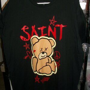 2XL Mens Saint Studios Dual Graphic Creepy Bear T-shirt-Good Condition-No Tags